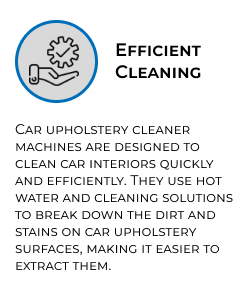 Car upholstery cleaner machines are designed to clean car interiors quickly and efficiently